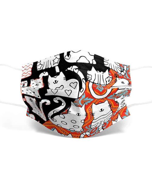 Farbige Cartoon Katze Tiermaske Druck Einwegmaske