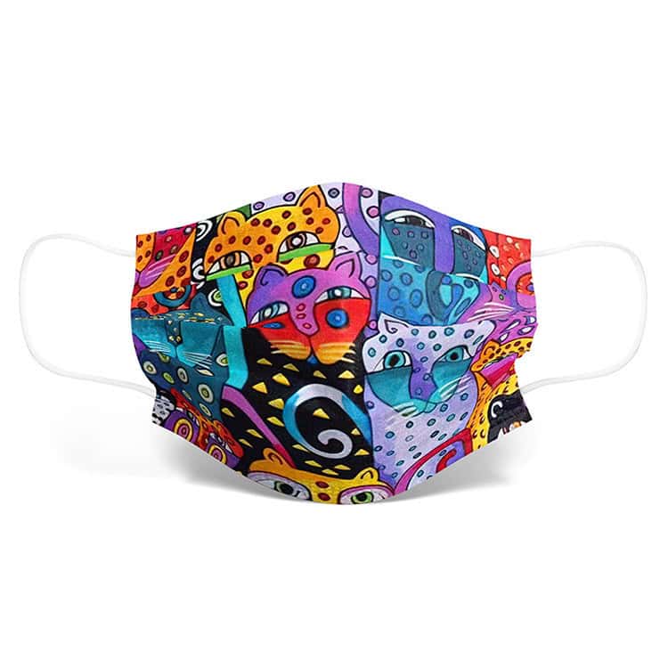 Farbige Cartoon Katze Tiermaske Druck Einwegmaske