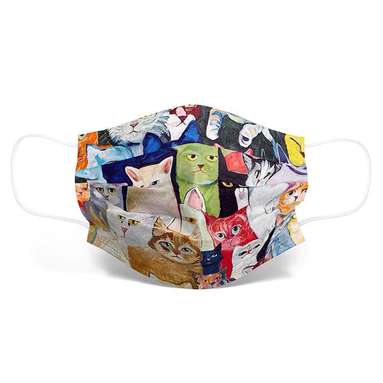 Farbige Cartoon Katze Tiermaske Druck Einwegmaske