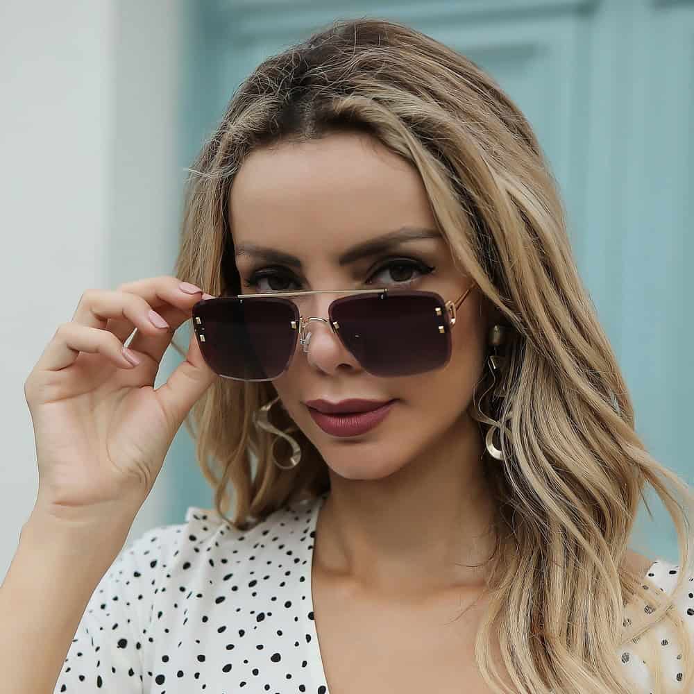 Damenmode Einfache Retro Quadratische Sonnenbrille