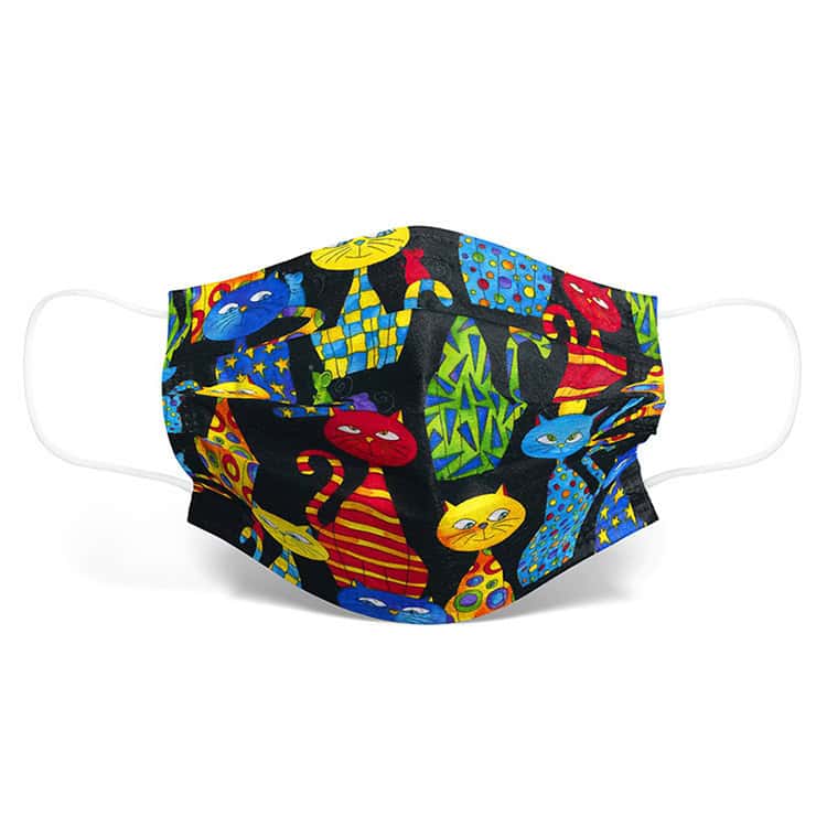 Farbige Cartoon Katze Tiermaske Druck Einwegmaske