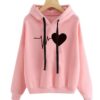 Herz Print Streetwear Hoodies Frauen Sweatshirt Frühling Herbst Langarm Hoodie Kleidung