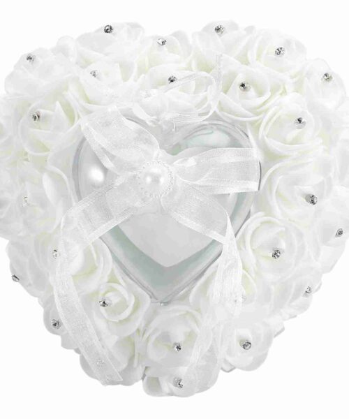 Herzförmige Eheringbox mit Rosen-Strass-Dekor