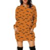 Langer Kapuzenpullover mit Halloween-Print und Taschen