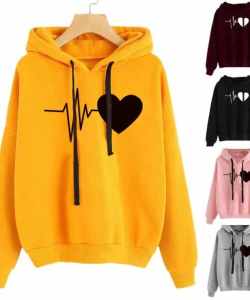 Herz Print Streetwear Hoodies Frauen Sweatshirt Frühling Herbst Langarm Hoodie Kleidung