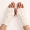 Rhombus Fashion Oversleeve gestrickte Wolle hält warme Halbfingerhandschuhe
