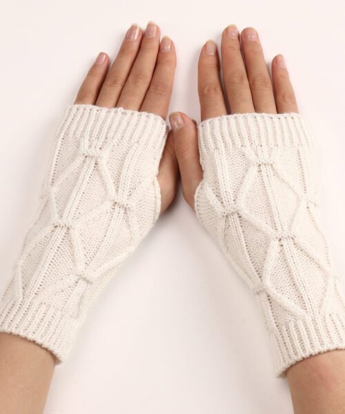 Rhombus Fashion Oversleeve gestrickte Wolle hält warme Halbfingerhandschuhe