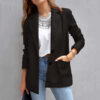 Langarm-Pu-Cardigan-Mantel mit Knöpfen für Damen