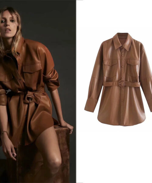 Modische Kunstlederjacke mit Nähten