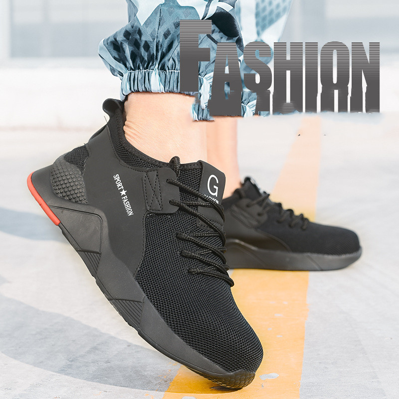 Atmungsaktive Sicherheitsschuhe. Zertrümmerungssichere Arbeitssicherheitsschuhe