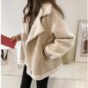 Wildlederjacke Damen Kurze Motorradjacke aus Lammsamt