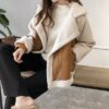 Wildlederjacke Damen Kurze Motorradjacke aus Lammsamt