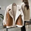 Wildlederjacke Damen Kurze Motorradjacke aus Lammsamt