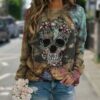 Langärmliges Sweatshirt mit Totenkopf-Print