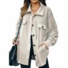 Neues Revers-Cardigan-Jackenhemd mit Fleece-Rüschen