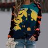 Halloween Cartoon Print Sweatshirt Langarm Pullover Tops Damen