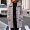 Lässige lockere Strickjacke mit Baumwollpolsterung für Damen