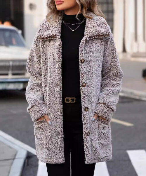 Lässige lockere Strickjacke mit Baumwollpolsterung für Damen