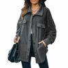Neues Revers-Cardigan-Jackenhemd mit Fleece-Rüschen