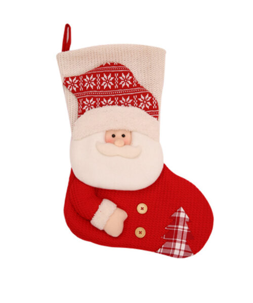 Großer rot-weiß gestrickter Weihnachtsstrumpf Weihnachtsmann