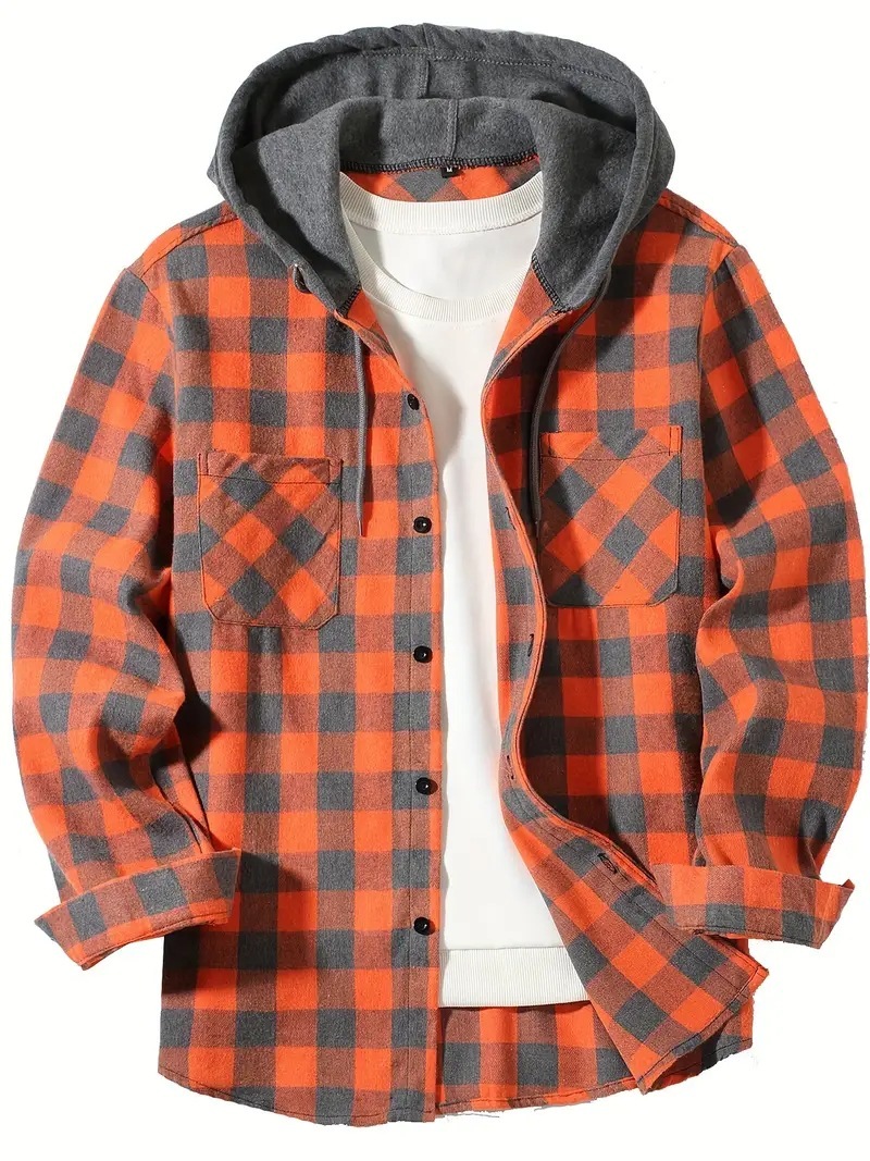 Herrenmode-Persönlichkeits-Plaid-Kapuzenhemd