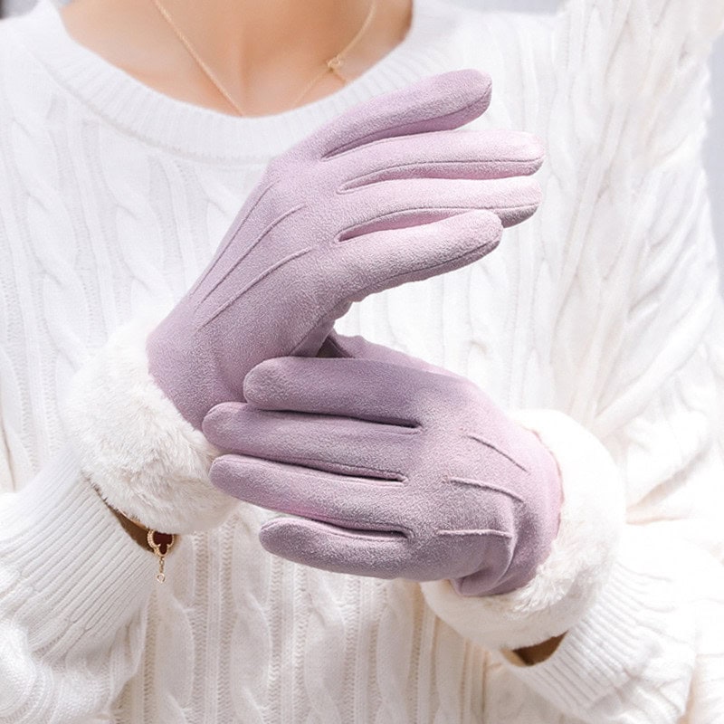 Warme Skihandschuhe aus Wildleder für Damen im Herbst und Winter