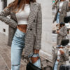 Karierte lange Anzugjacke für den Winter für Damen