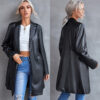 Damen-Leder-Blazeroberteil mit langen Ärmeln und schmalem Windjacke