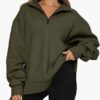 Frauen Sweatshirts Zip Turndown Kragen Lose Casual Tops Kleidung