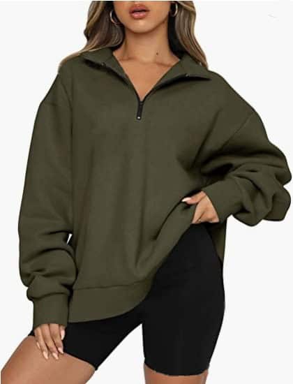 Frauen Sweatshirts Zip Turndown Kragen Lose Casual Tops Kleidung