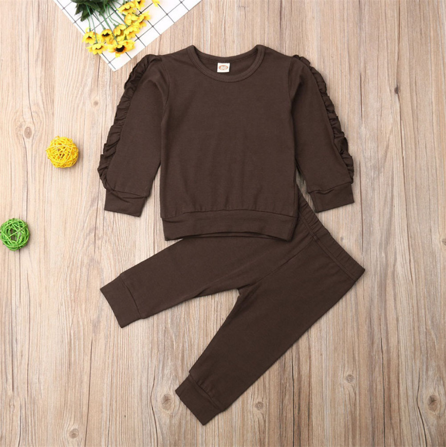 Zweiteiliges Outfit mit Rüschenpullover und langen Ärmeln für Neugeborene