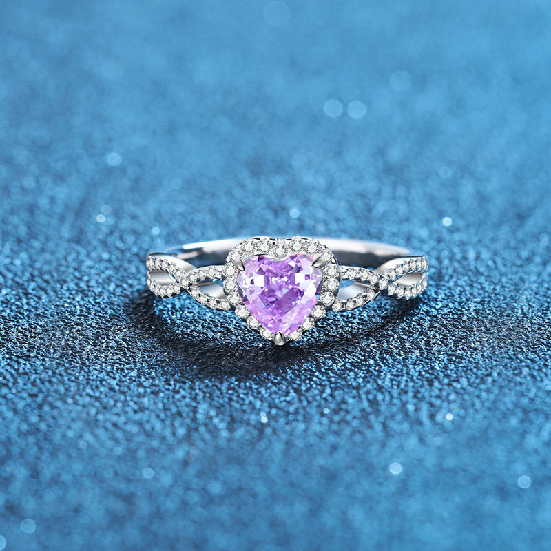 Sterlingsilber-Herz-Diamant-Ring mit geschlossenem Mund