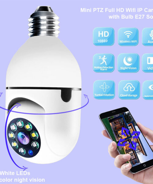 WiFi 1080P Kameralampe E27 4X Zoom 5G Alarmmonitor