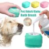 Silikon Hund Bad Massage Handschuhe Pinsel Haustier Katze Bad Reinigung Werkzeug Kamm Bürste Für Hund Kann Shampoo Gießen Hundepflege liefert