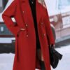 Revers Zweireiher Trenchcoat Mit Gürtel Winter Mode Einfarbig Lange Jacke Outwear Frauen Kleidung