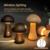 Holz-Pilz-LED-Nachtlicht mit Touch-Schalter für Kinder