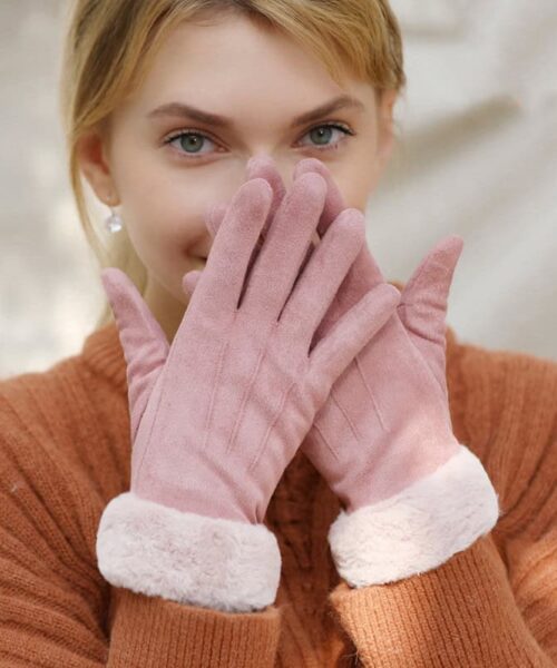 Warme Skihandschuhe aus Wildleder für Damen im Herbst und Winter