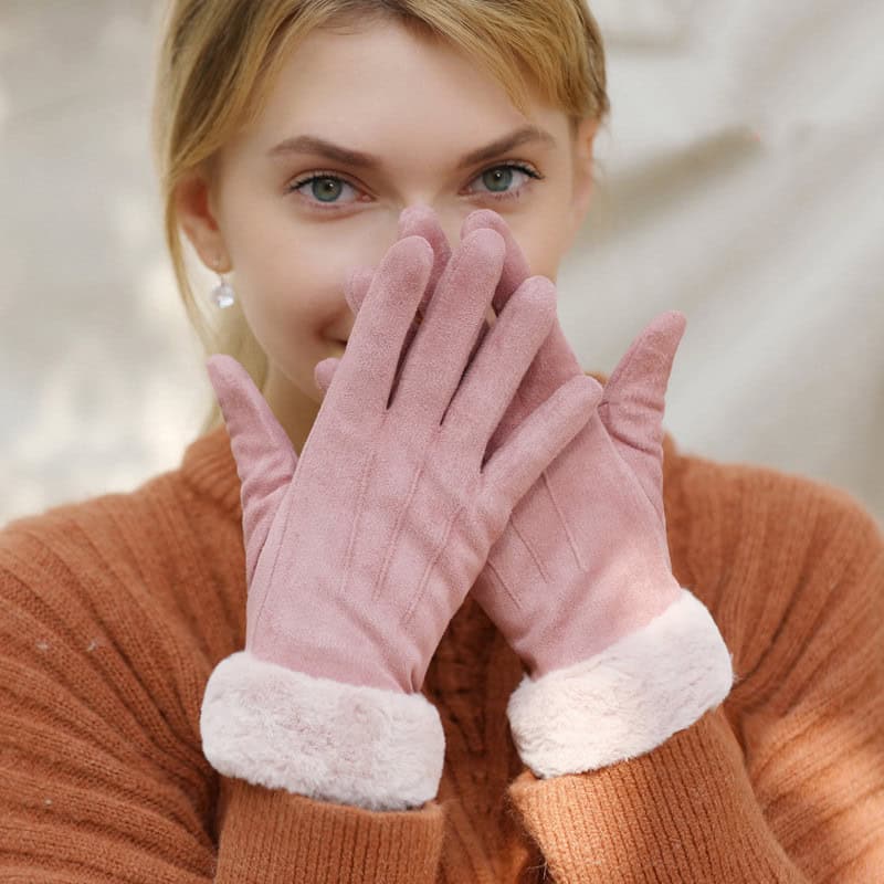 Warme Skihandschuhe aus Wildleder für Damen im Herbst und Winter