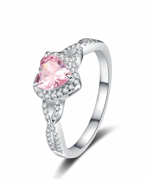 Sterlingsilber-Herz-Diamant-Ring mit geschlossenem Mund