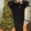 Verdickter Twist-Pullover-Mantel mit hohem Kragen