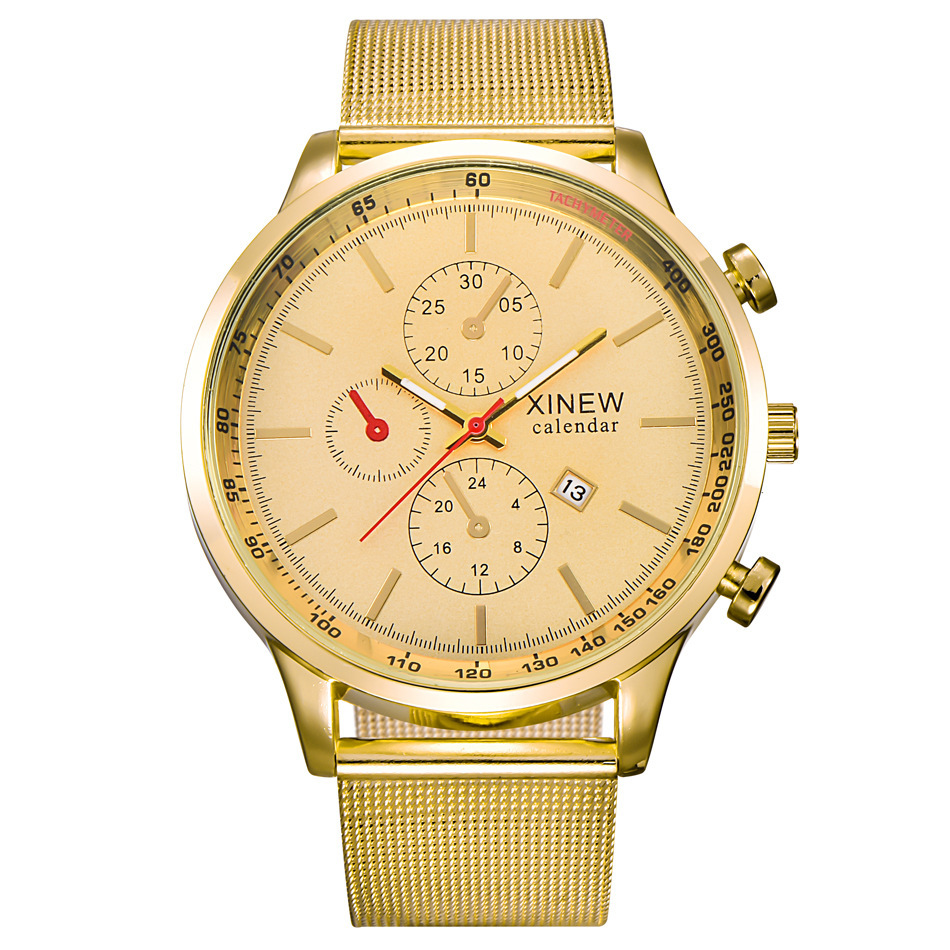 Herrenuhr Mode Edelstahl Datum Quarzuhr