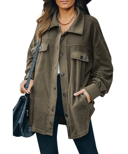 Neues Revers-Cardigan-Jackenhemd mit Fleece-Rüschen