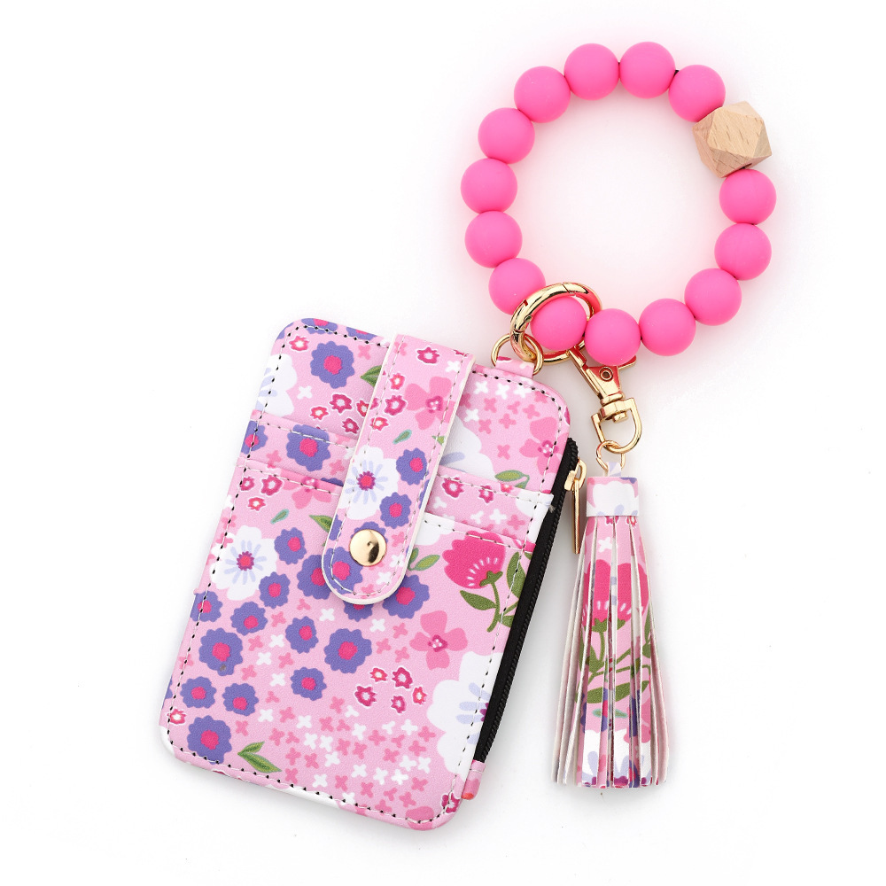 Kartenetui aus Leder mit Blumenmuster für Damen