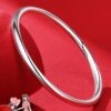 Glänzendes Armband aus reinem Silber 9999 mit rundem Stab für Damen