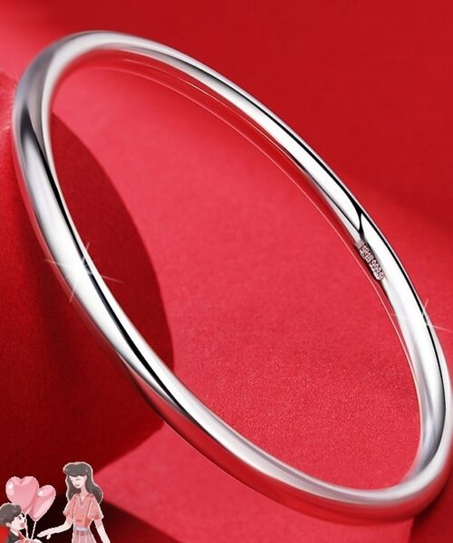 Glänzendes Armband aus reinem Silber 9999 mit rundem Stab für Damen