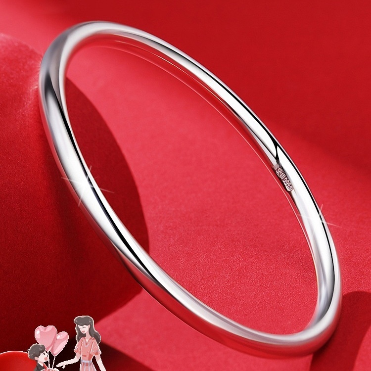 Glänzendes Armband aus reinem Silber 9999 mit rundem Stab für Damen