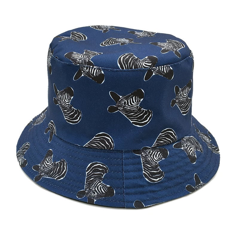 Neue Art weiblicher Frühlings- und Sommerhut mit Zebrakopf-Druck-Fischerhut