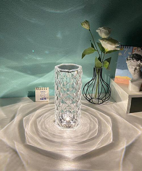Nordic Crystal USB Tischlampe Touch Dimming Rose Projektor