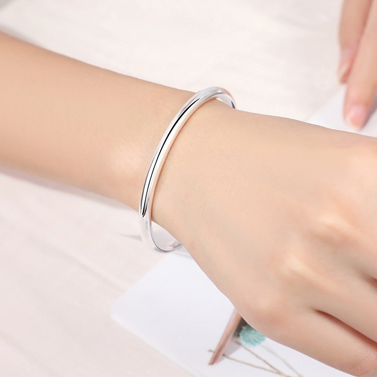 Glänzendes Armband aus reinem Silber 9999 mit rundem Stab für Damen