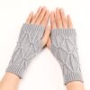 Rhombus Fashion Oversleeve gestrickte Wolle hält warme Halbfingerhandschuhe